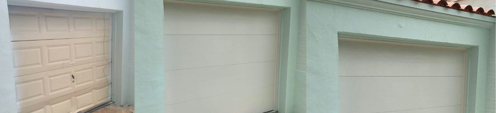 Newly installed modern white sectional garage door on Round Rock home.
